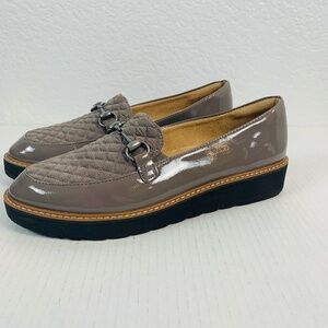 Naturalizer Edina Horse Bit Quilted Faux Patent Leather Loafers Gray Womens 10M